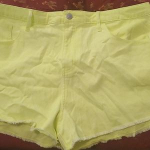 Neon yellow size 18 womens stretch jean shorts